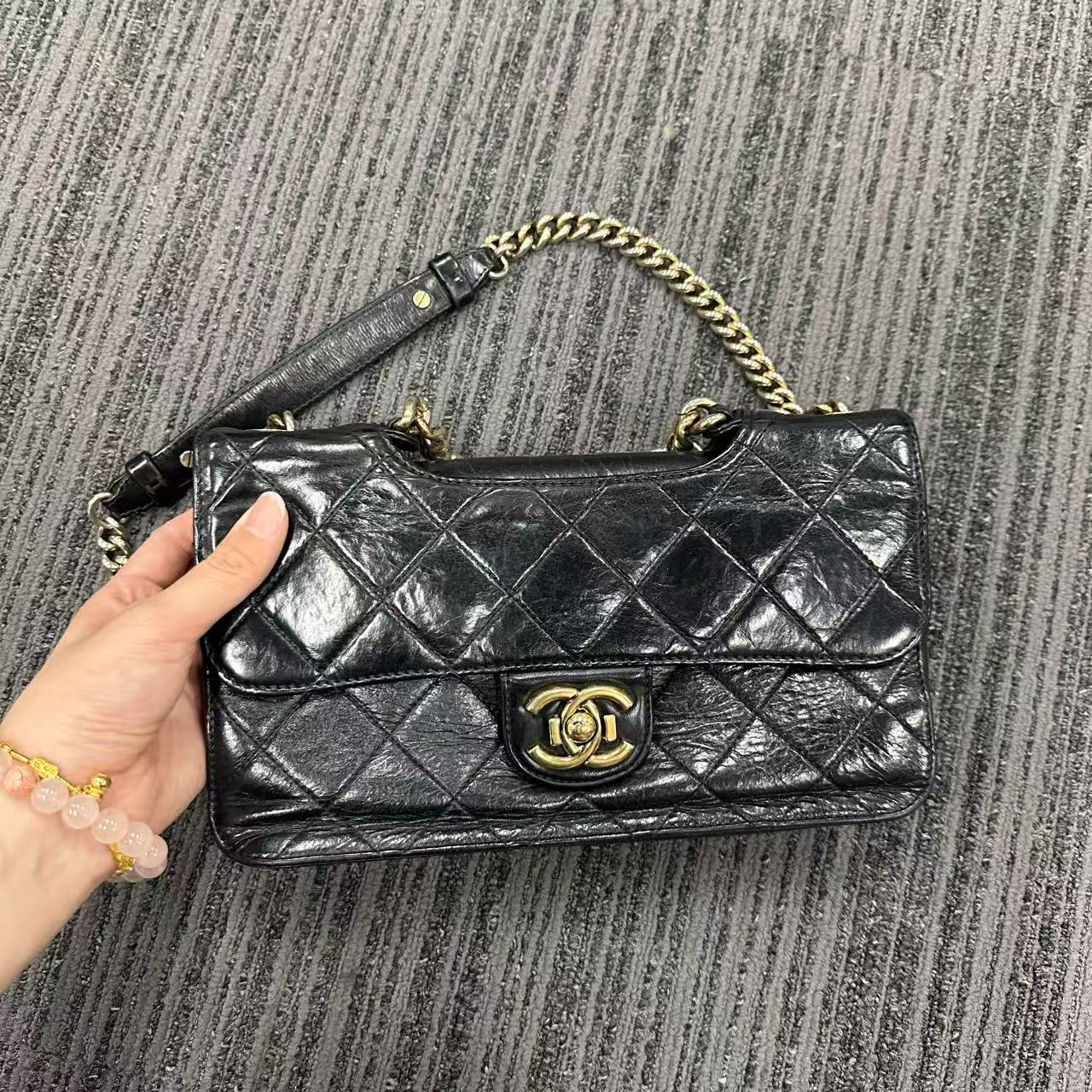 95新 Chanel/香奈儿 香奈儿翻盖长条单间包/非真假不退补不换