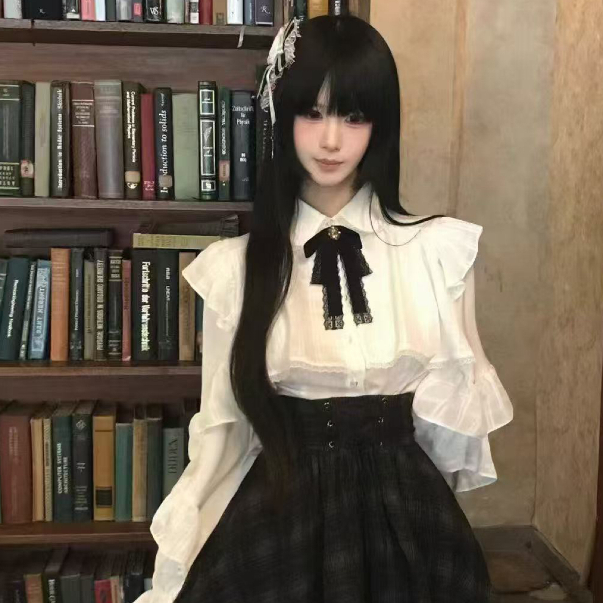 【莹莹推荐】千金风优雅气质套装女秋冬长袖衬衫高腰半裙两件套