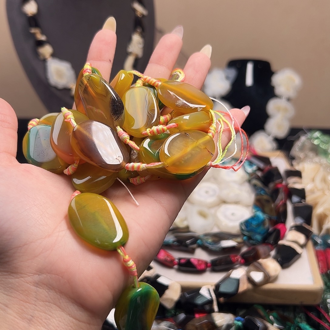 玛瑙/玉髓合金珠宝半成品b443 22.4*31.3m 意境玛瑙一条