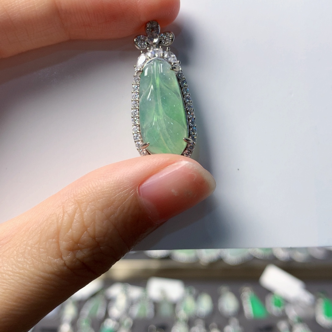 翡翠银S925镶嵌挂件