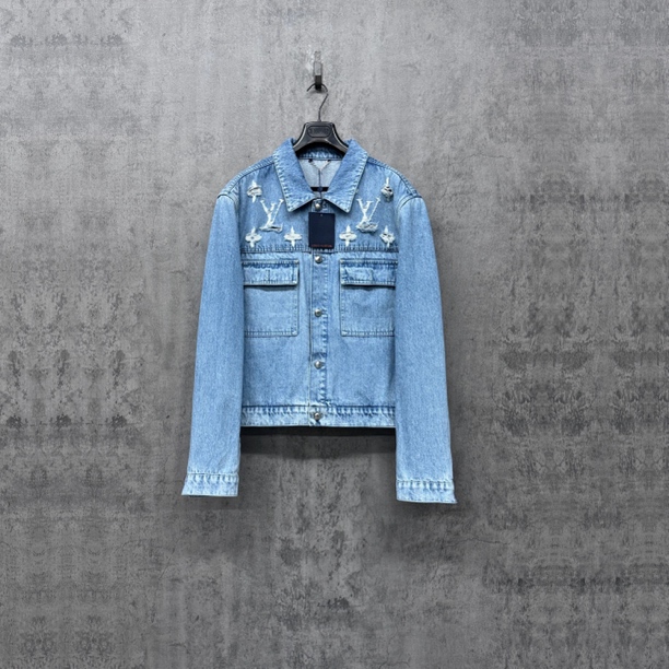 未使用 LouisVuitton/路易威登 Lv25破坏Logo牛仔夹克/SK132/58码