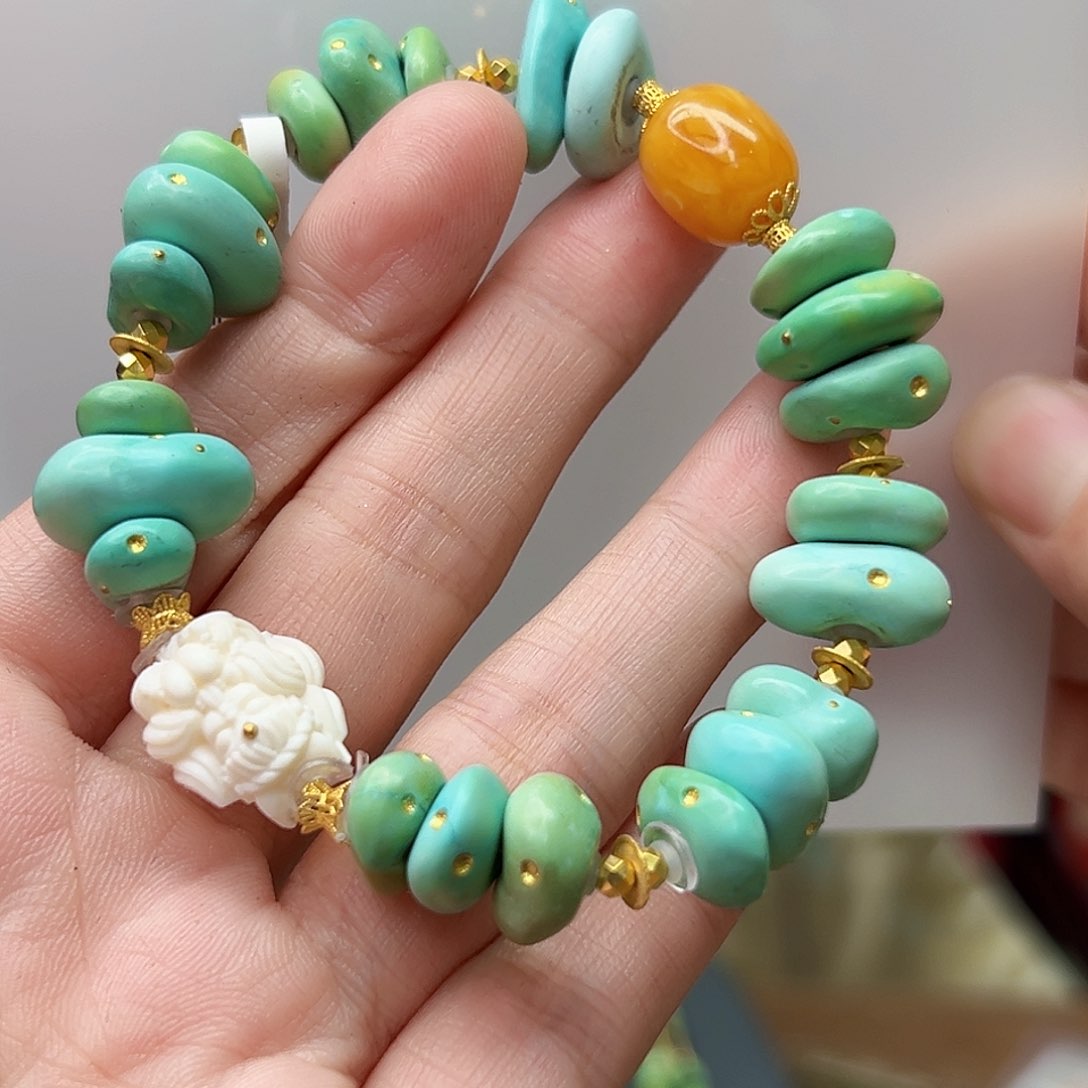 绿松石珠宝奇石18K金镶嵌