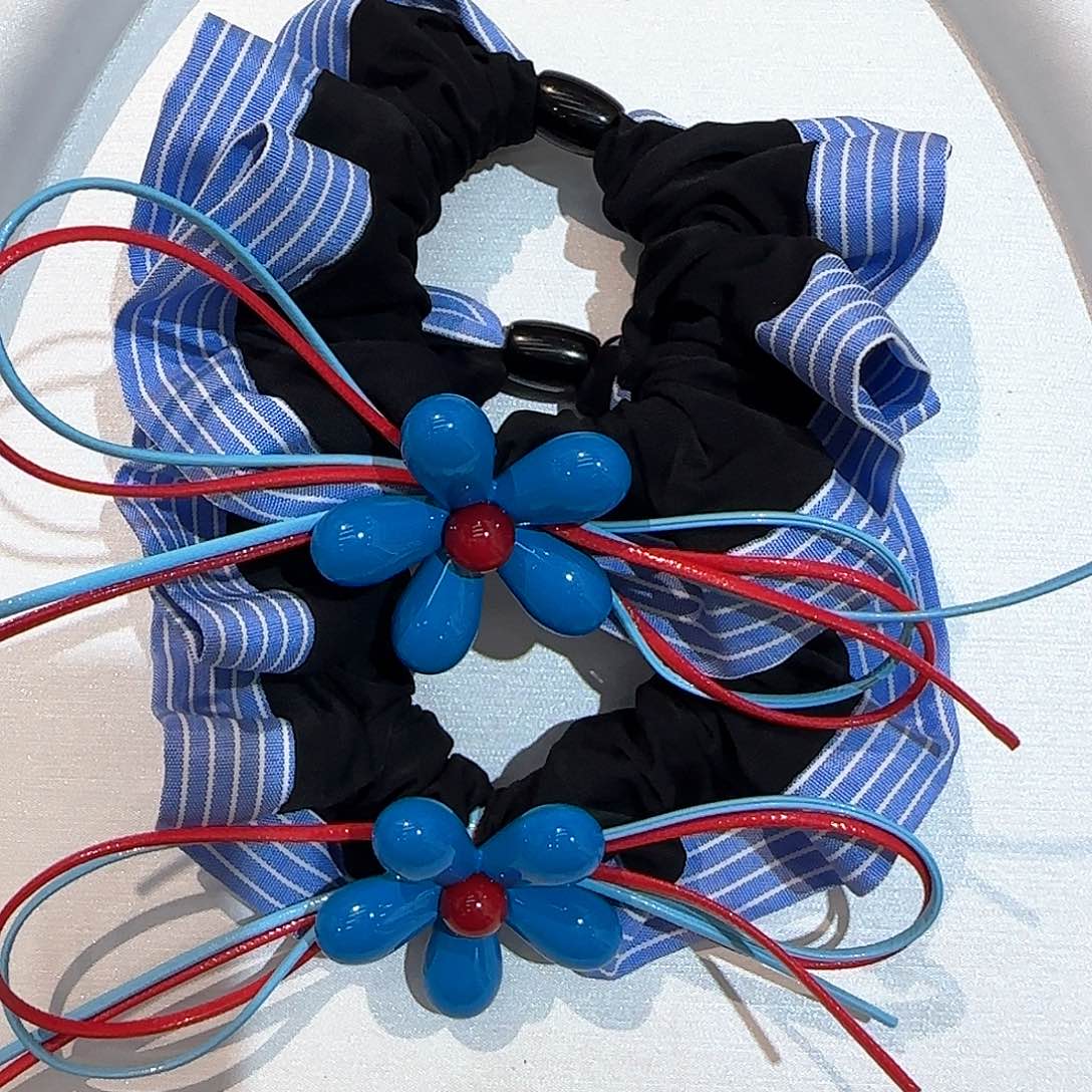 无非金属2个蓝色花朵发圈