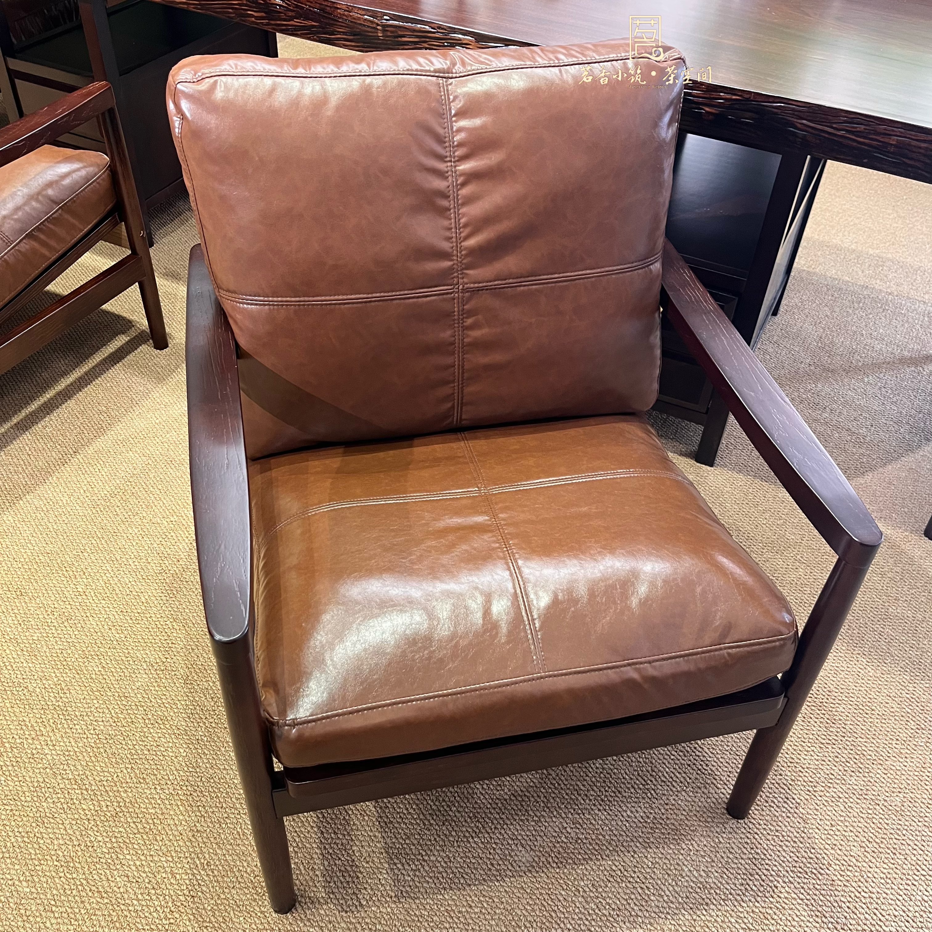 汉克沙发椅/懒人沙发椅油蜡皮材质新中式国潮风格休闲椅