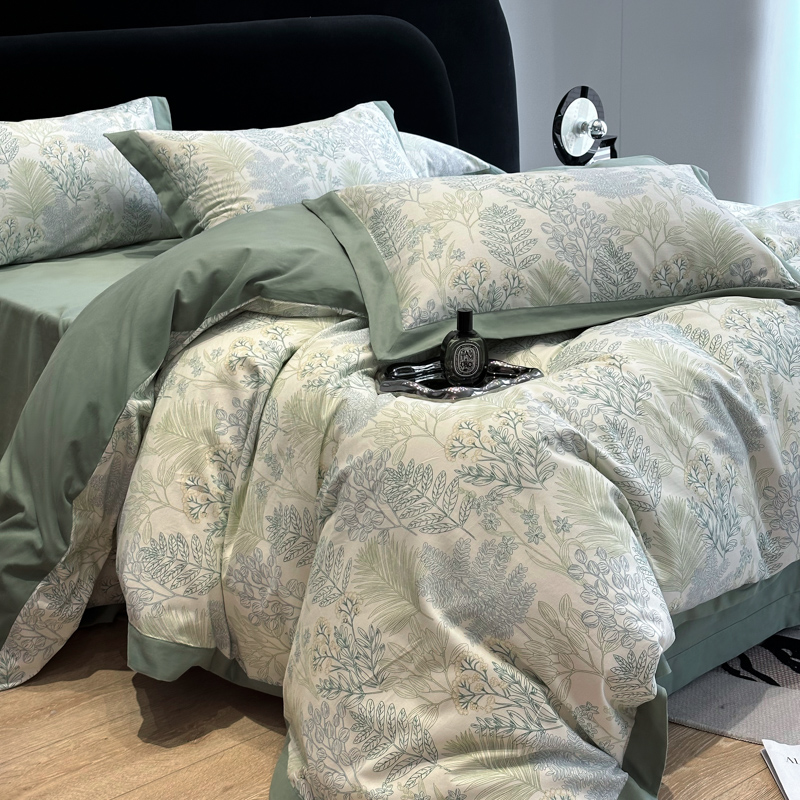 秋冬美式加厚纯棉磨毛四件套全棉斜纹印花被套床单轻奢风床上用品