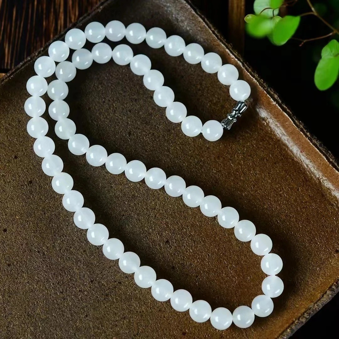 【姜然专属】天然新疆和田羊脂白项链卡8mm