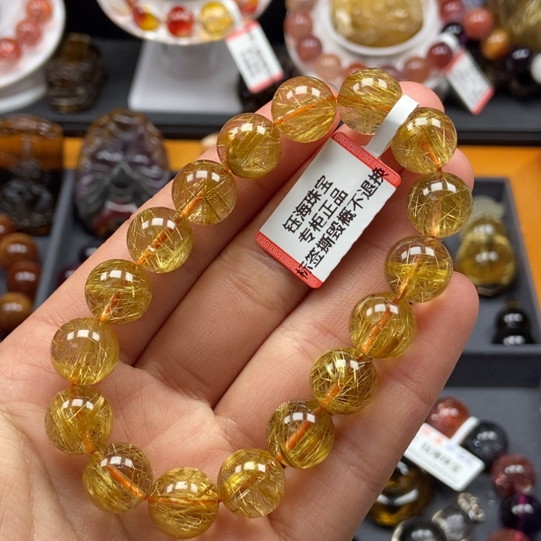 水晶钛晶手串未镶嵌咖*猫11.5mm