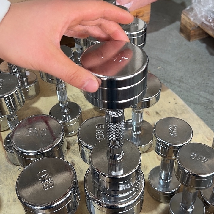 全新电镀纯钢哑铃4公斤一对