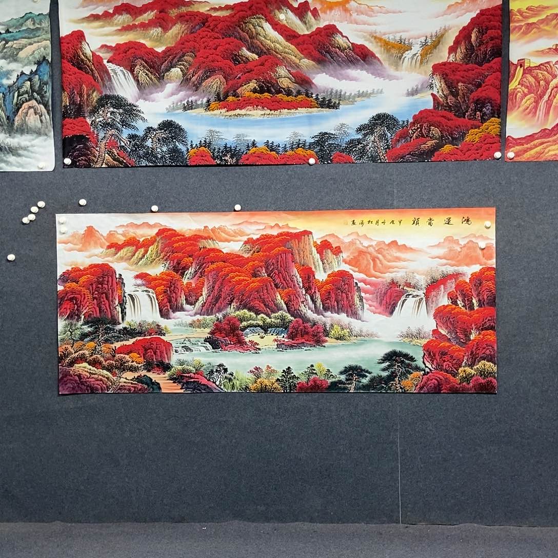 国画小八尺山水一副