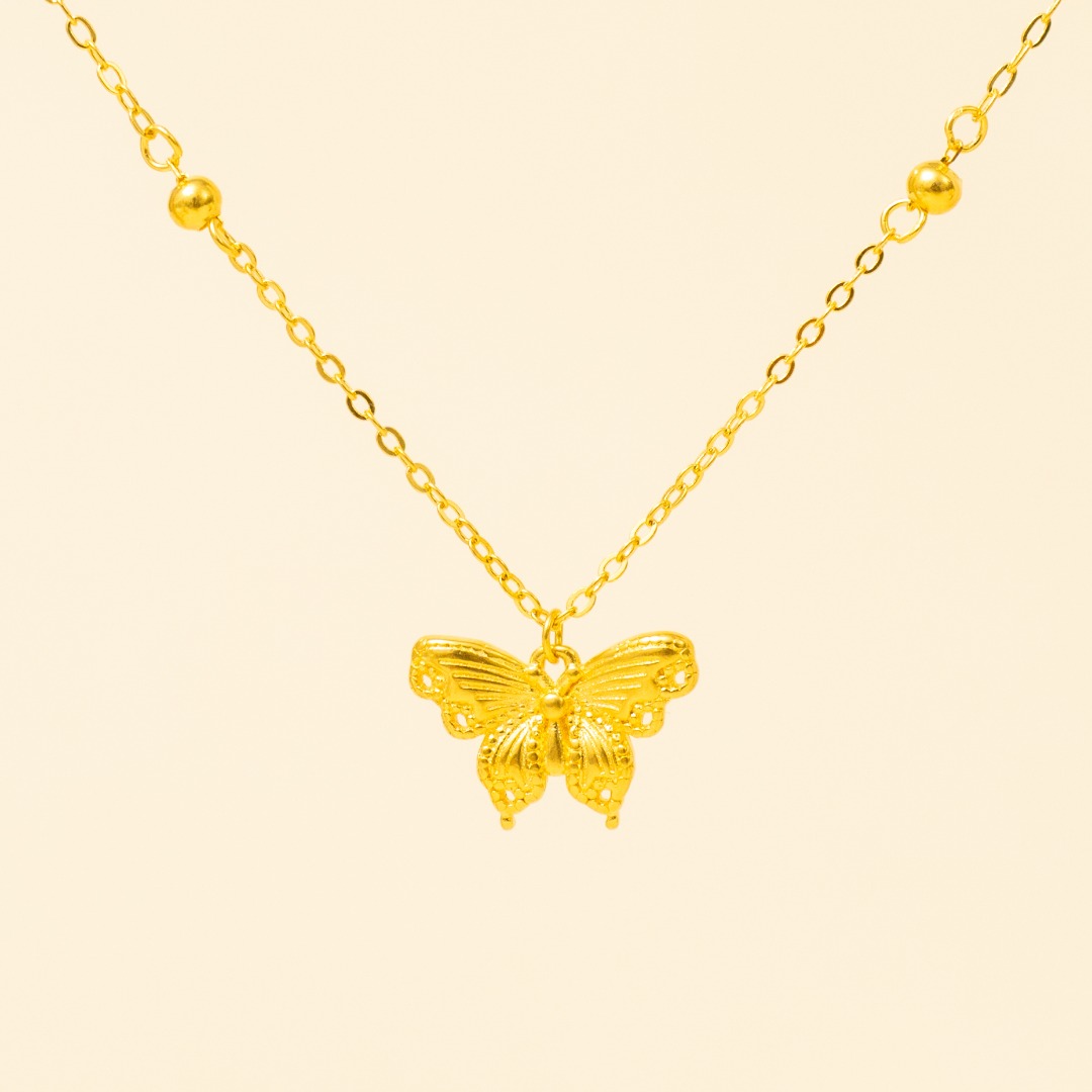 链子足银 缤纷蝴蝶套链 约3g  时尚百搭 经典款式