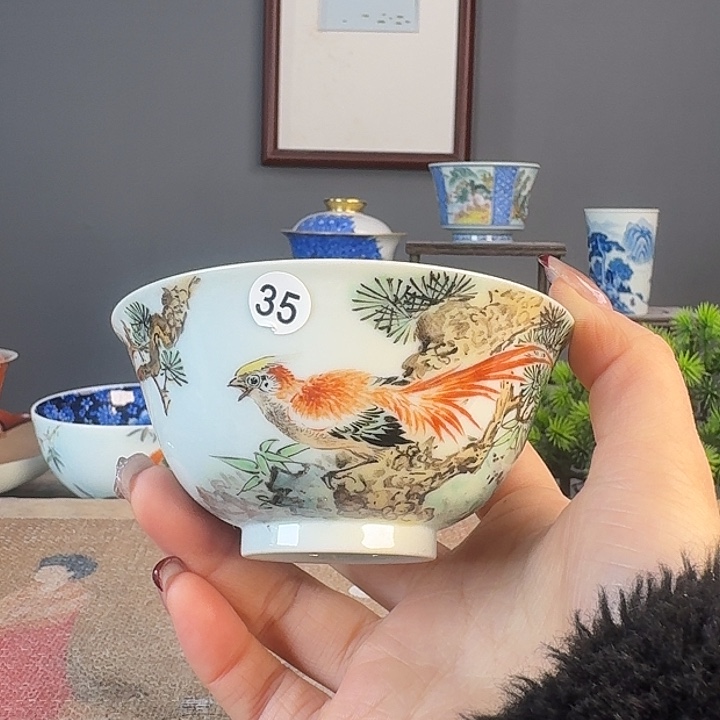 摆件景德柴烧多人茶杯