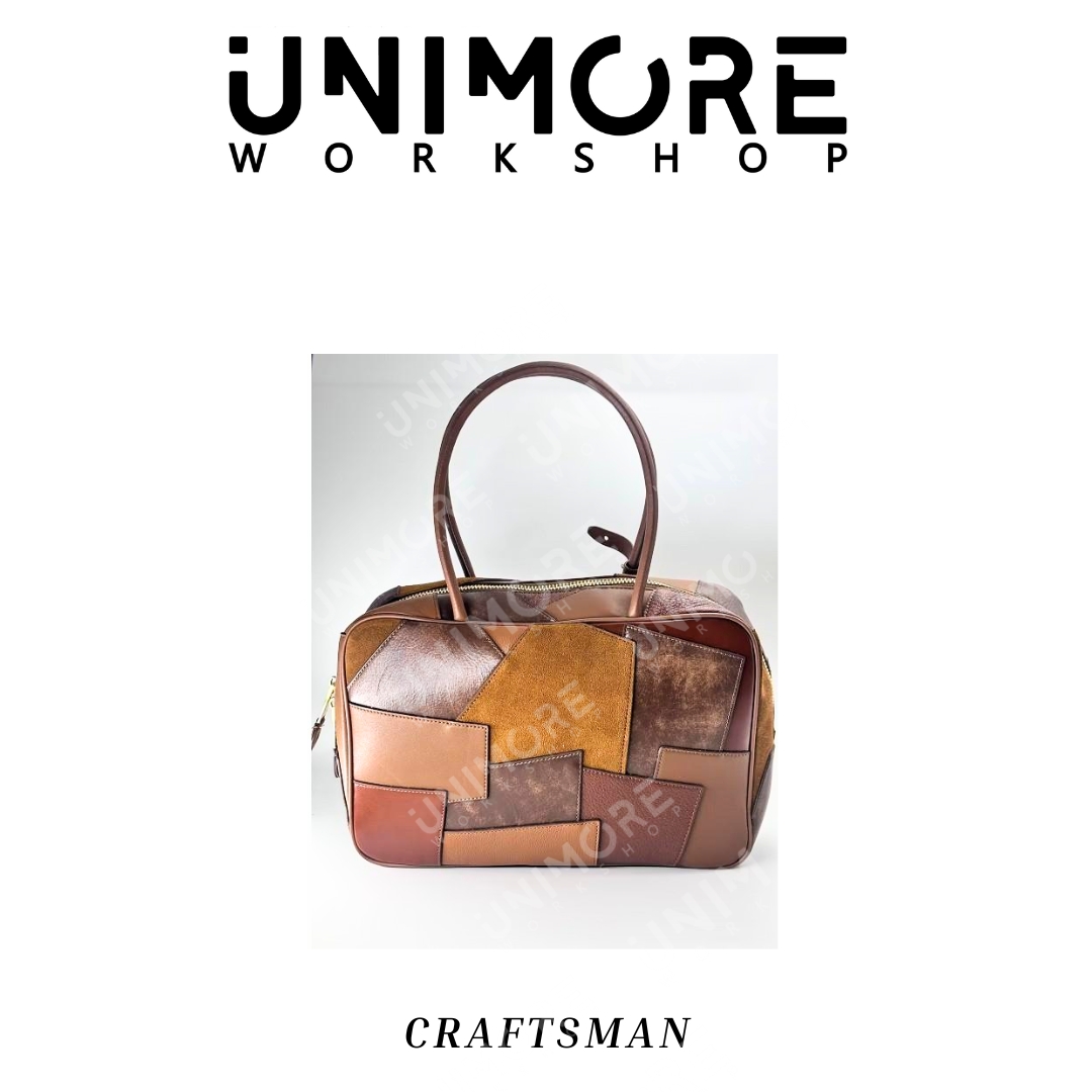 造物至定制【小喵拼皮公文包】头层牛皮 原版支撑工艺 补丁手提包