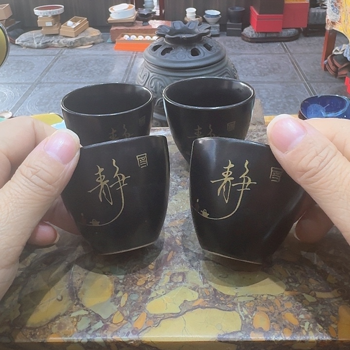 手写手绘杯四个一组。。。品茗