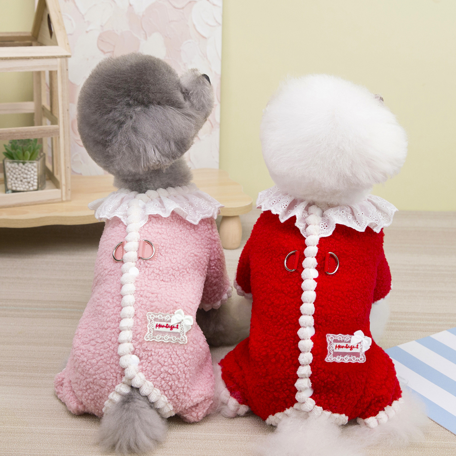 宠物服装小狗猫咪衣服秋冬新款25背开花边领四腿