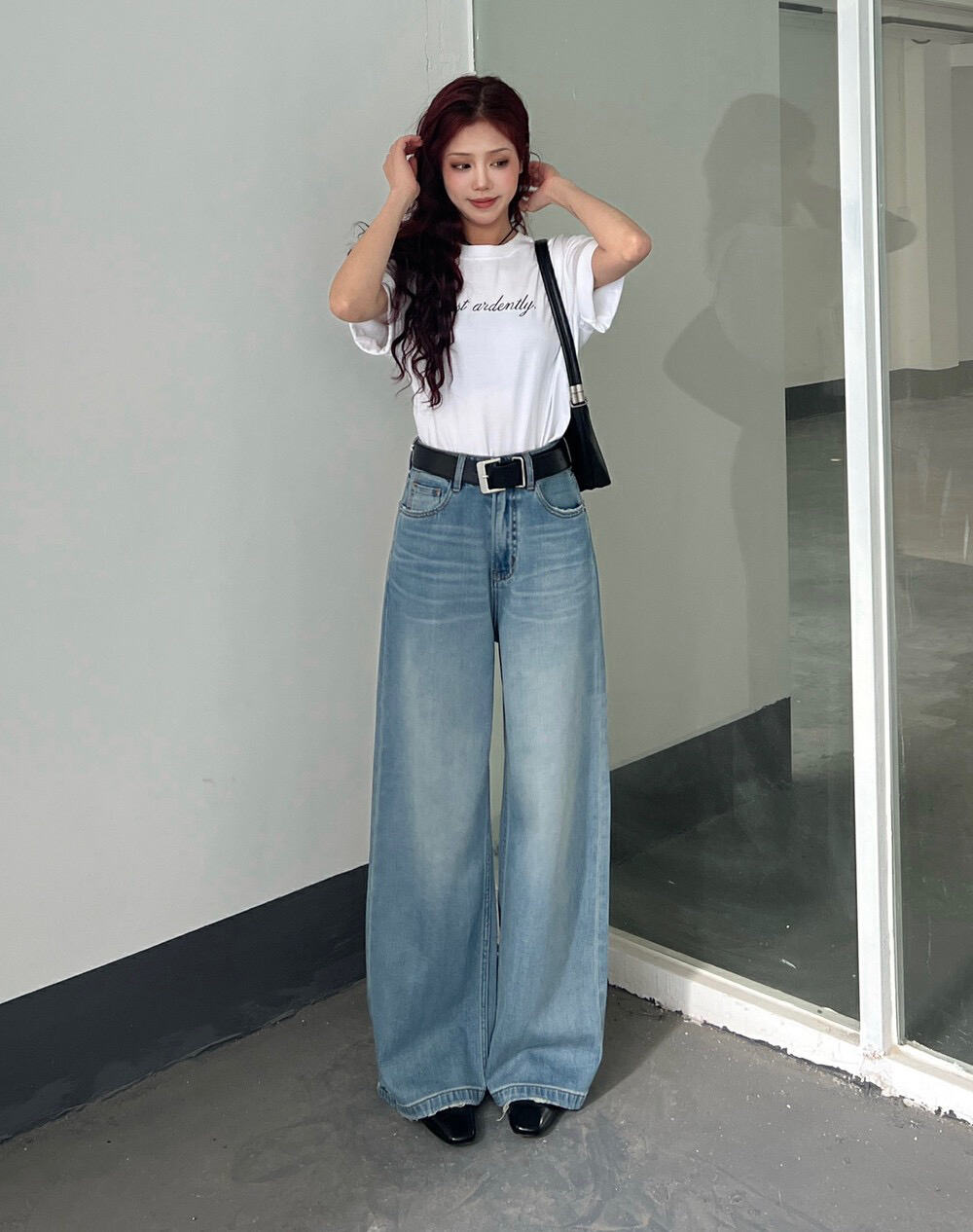 阔腿裤发财裤莱赛尔牛仔裤阔腿裤显腿长显比例