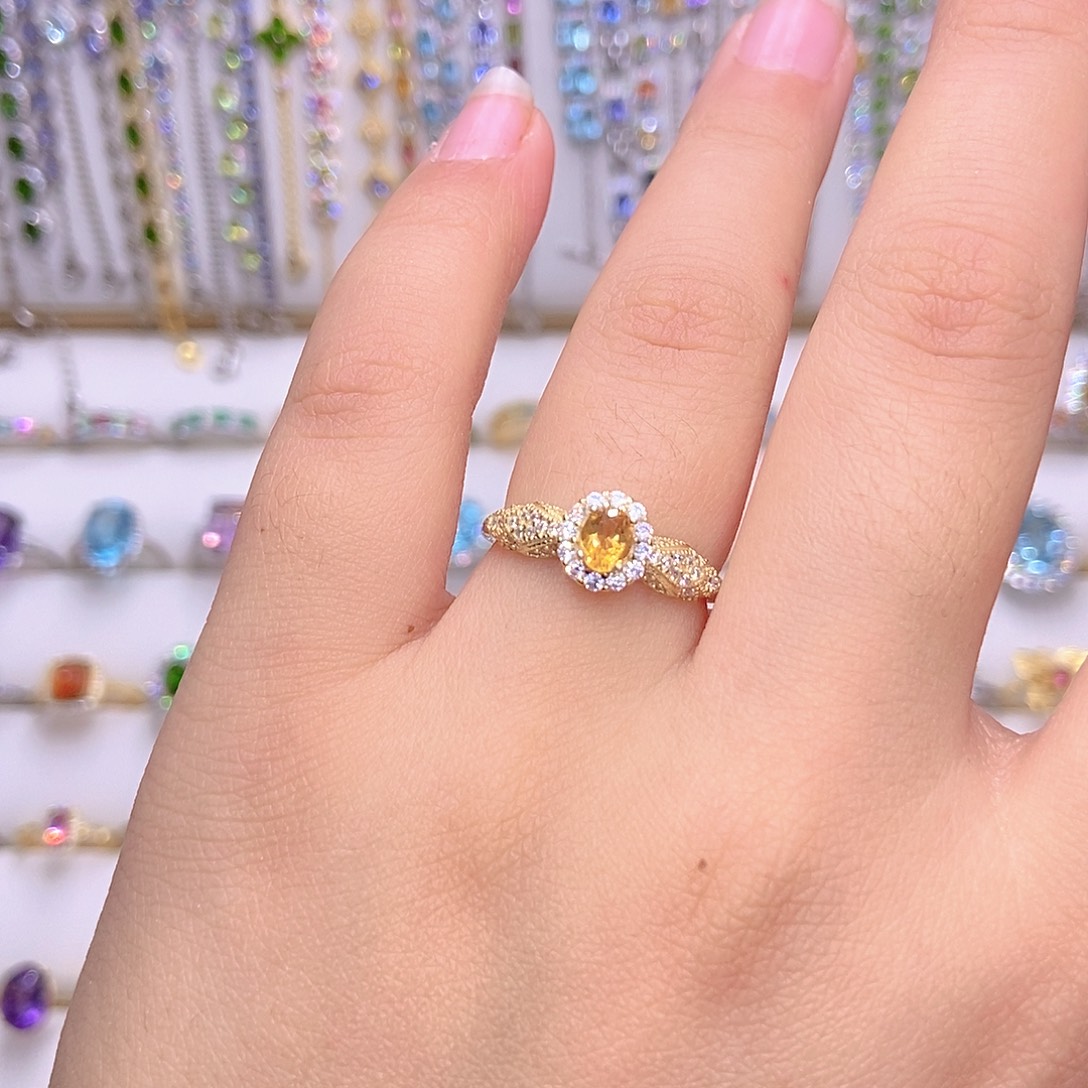 黄晶银S925镶嵌戒指