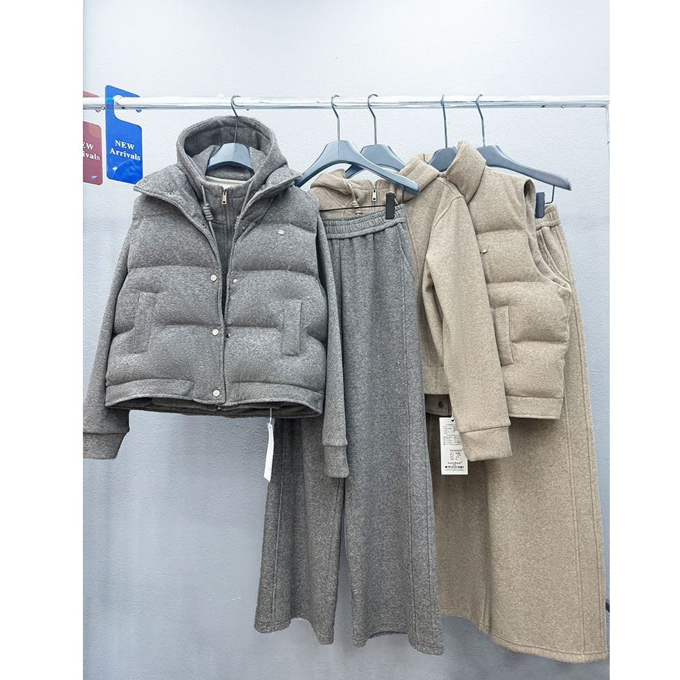 时尚运动套装女2024秋冬减龄韩版休闲潮牌加绒加厚卫衣马甲三件套