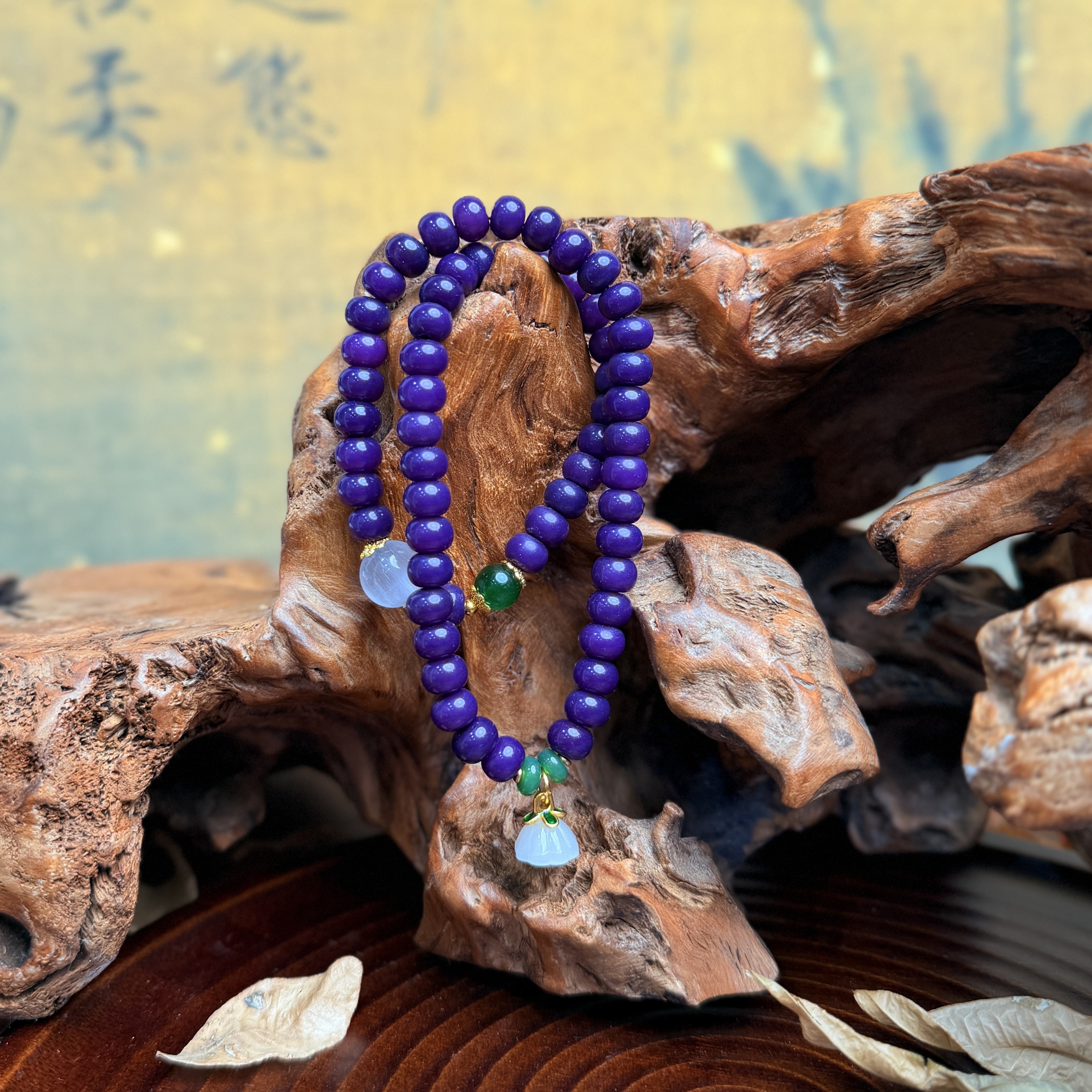 DP 1121-6*8紫菩提+猫眼隔珠+风铃挂件紫菩提（无礼盒）