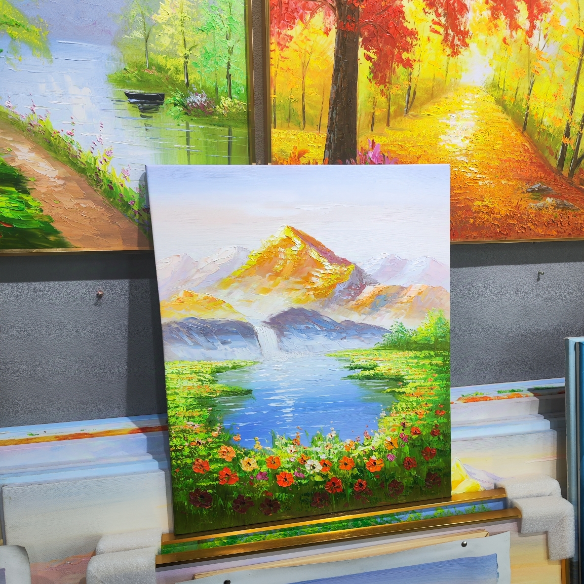 50x60纯手绘油画竖版风景油画家居装饰画卧室书房挂画