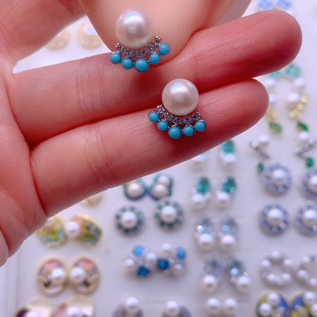 淡水珍珠耳饰合金