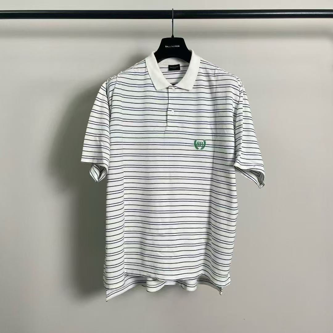 未使用 Balenciaga/巴黎世家 25ss条纹polo短袖/M码