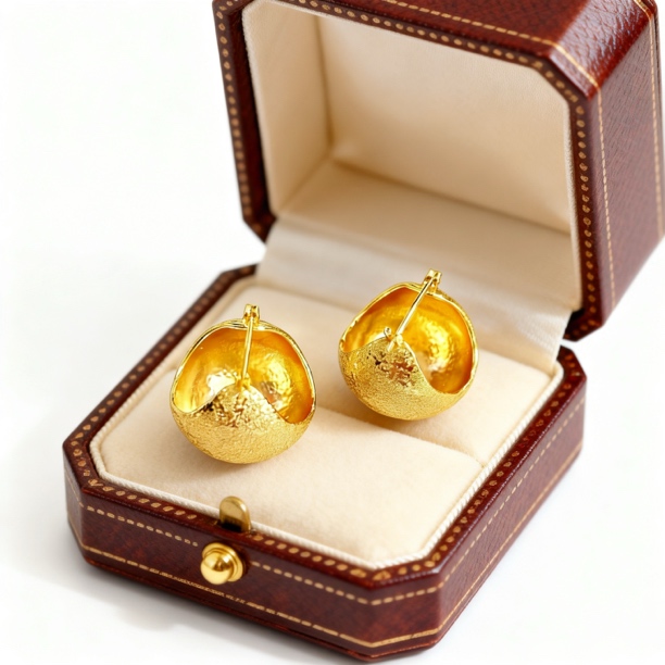 铜合金耳饰 轻奢老钱风磨砂菜篮子耳扣耳环