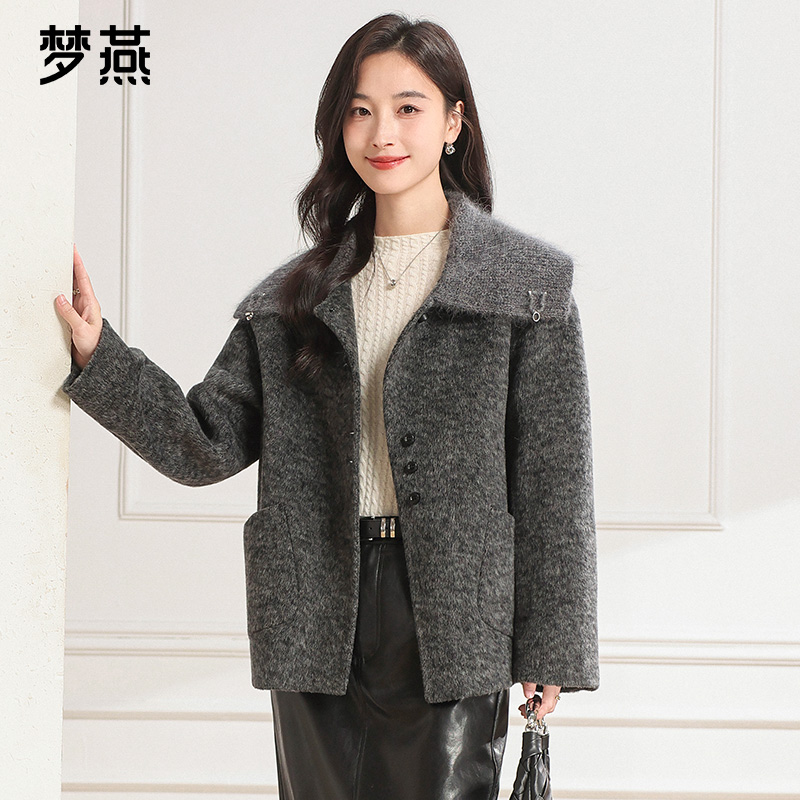 梦燕秋冬女款时尚百搭气质大方宽松休闲舒适双面呢大衣CA21B5018D