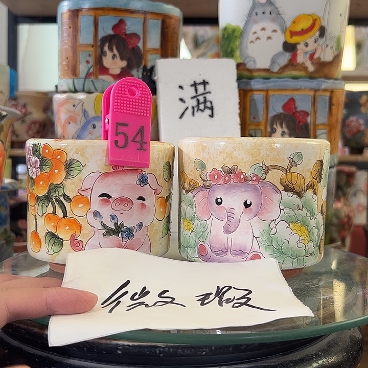 景德镇幸运花盆手绘韩式花盆