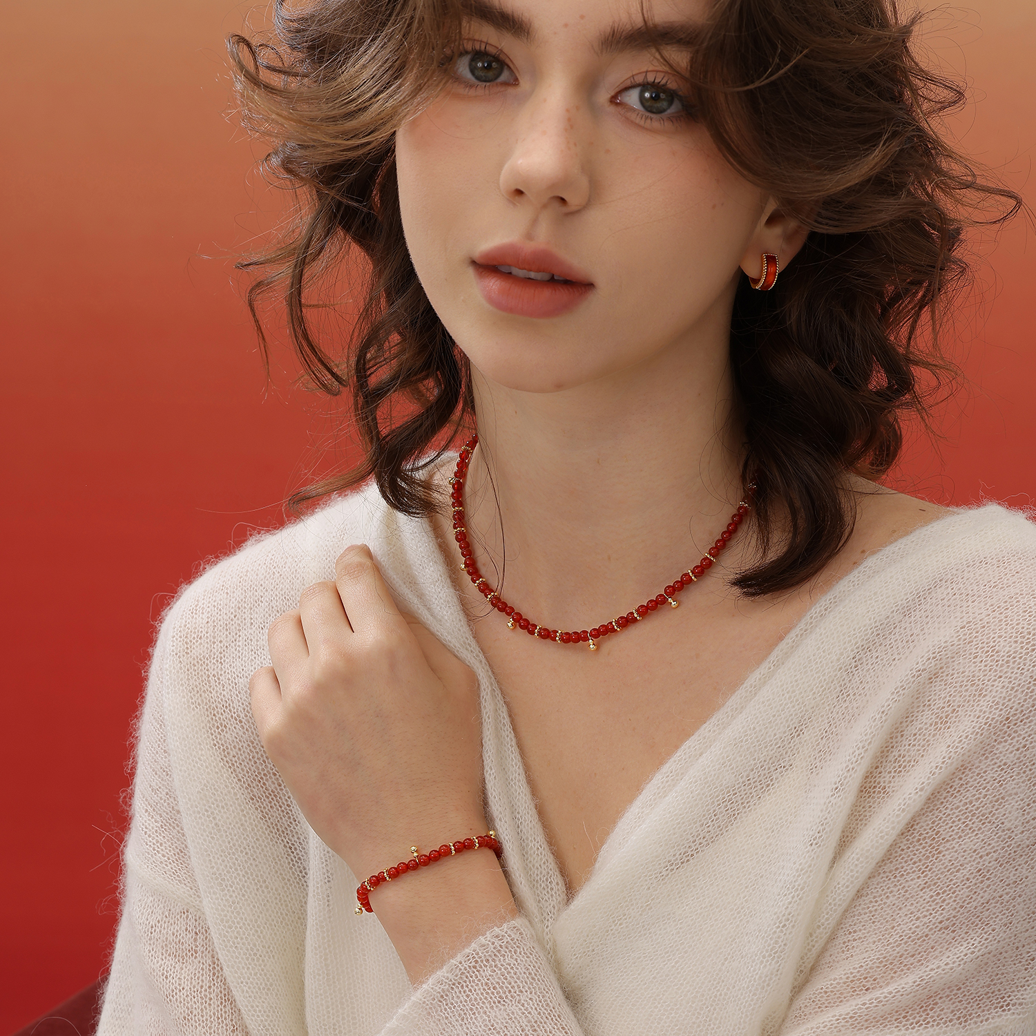 ARSIS新年款鸿运项链手链串珠红色本命年时尚简约圣诞元旦礼物