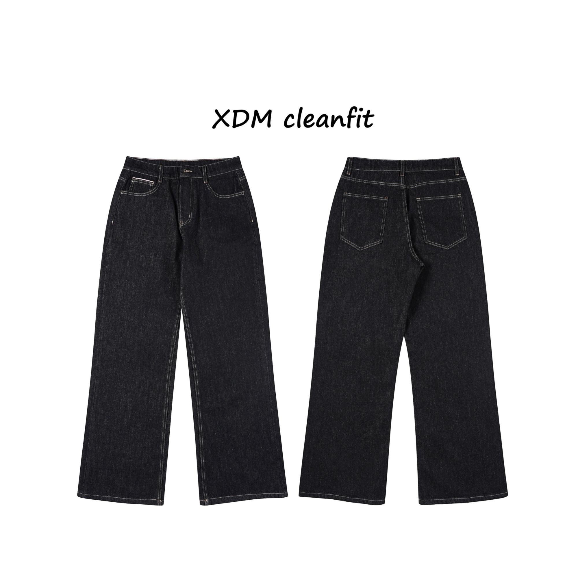 XDM土耳其加绒“2021M”cleanfit黑蓝原牛宽松直筒男女牛仔裤长裤