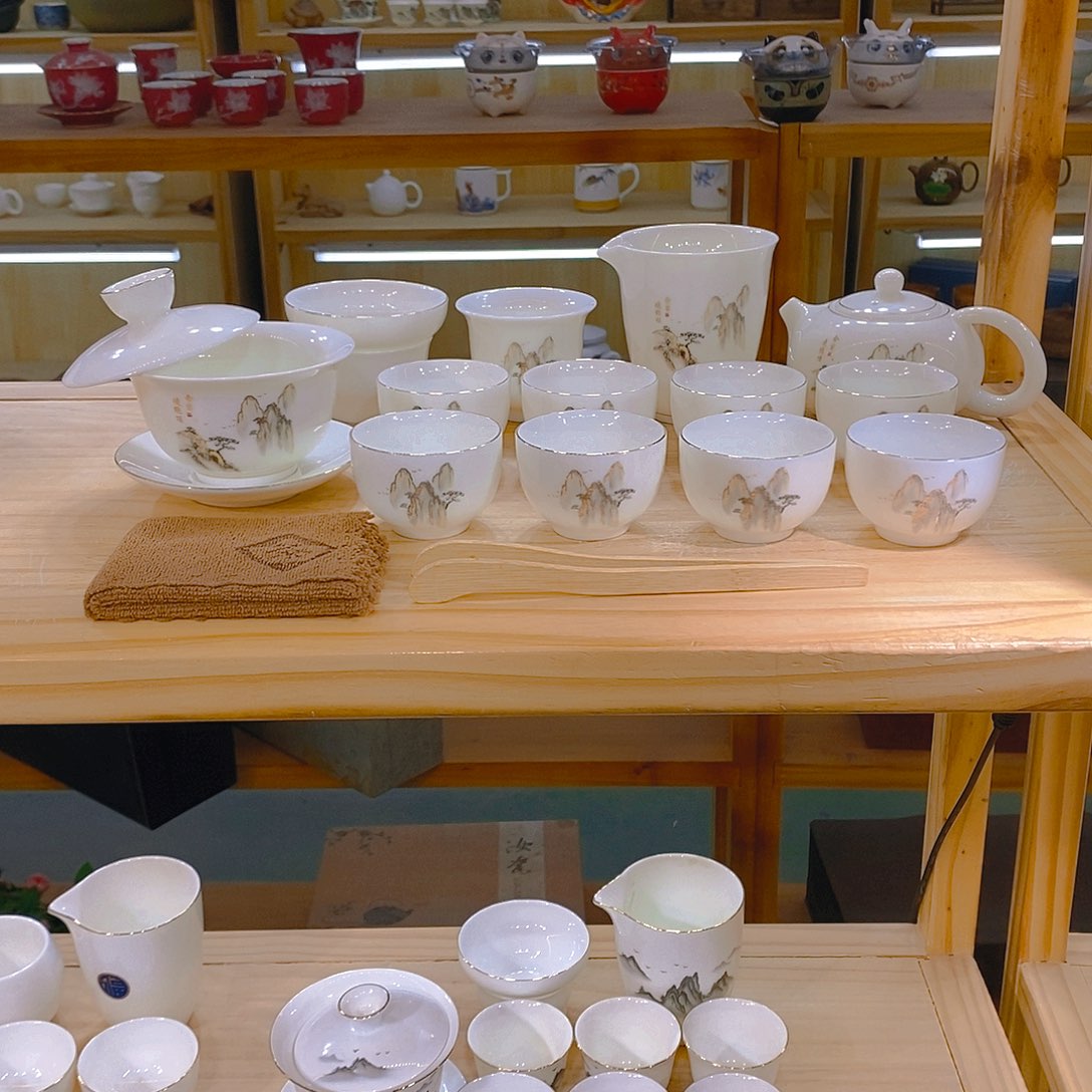 【不止】羊脂玉瓷茶具套装