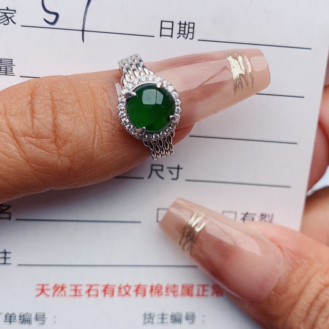 翡翠戒指银S925镶嵌?****?戒指