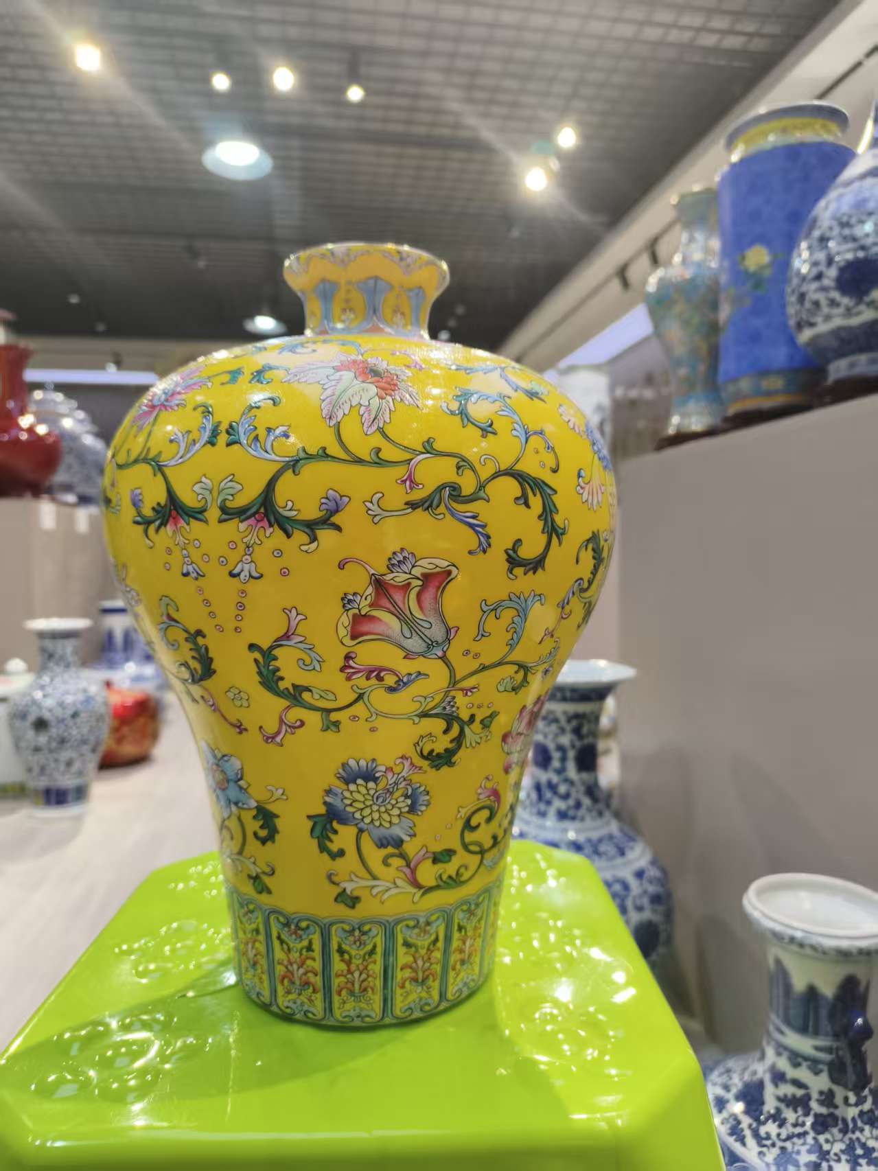 景德镇陶瓷珐琅彩花瓶中式家居新房客厅酒柜装饰摆件高度（33公分）