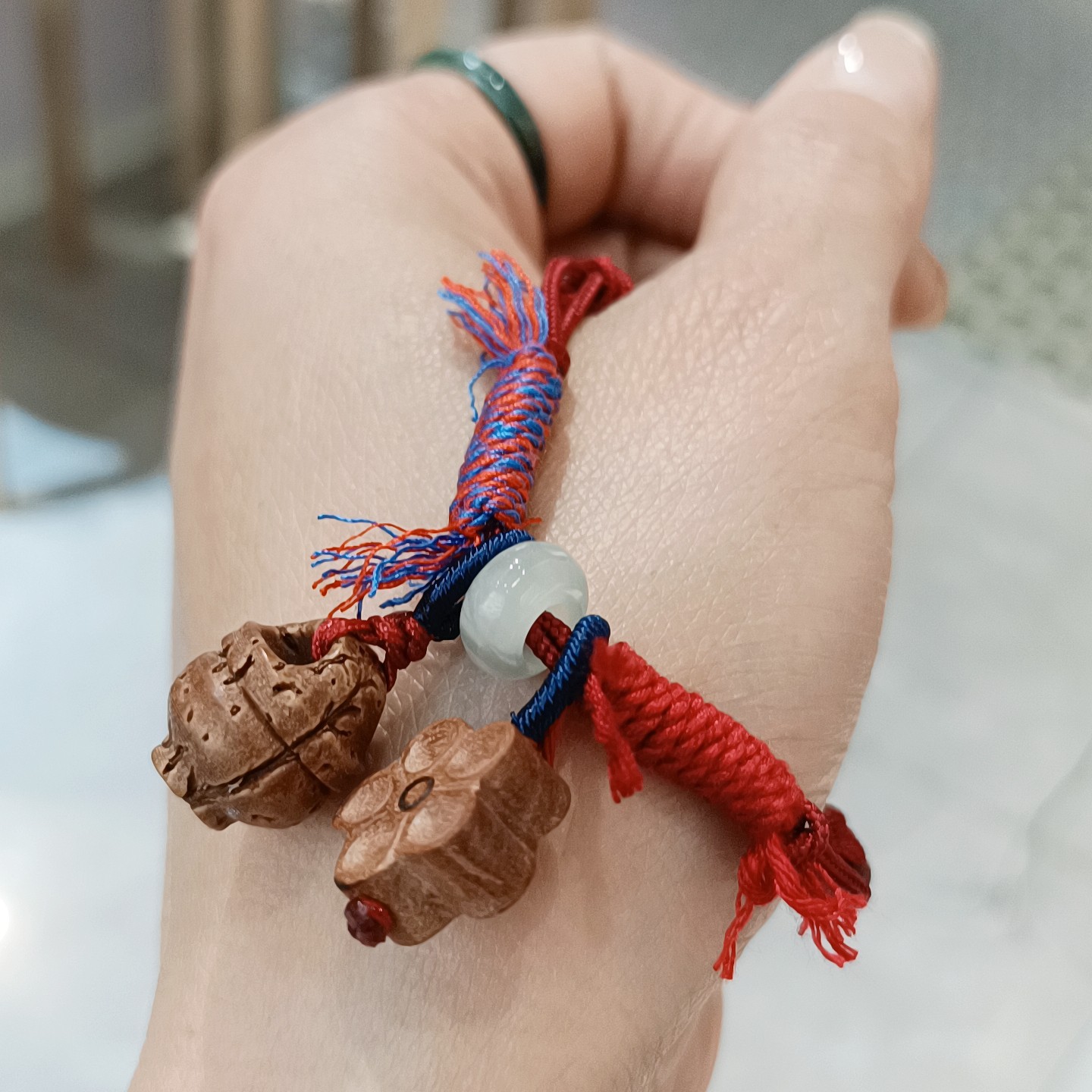 非金属布艺手链 非金属布艺桃核手绳桃木男女闺蜜礼物原创国潮风