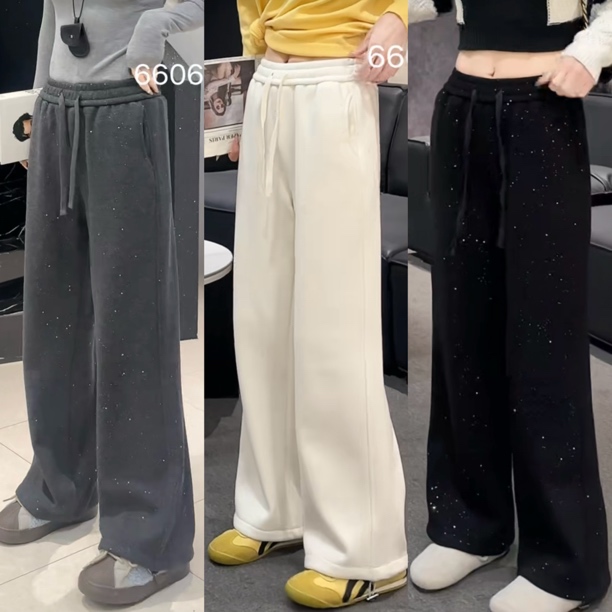 高端品质满天星加绒卫裤2025秋冬新款加绒运动裤