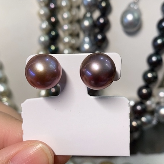 淡水珍珠耳饰银S925镶嵌12