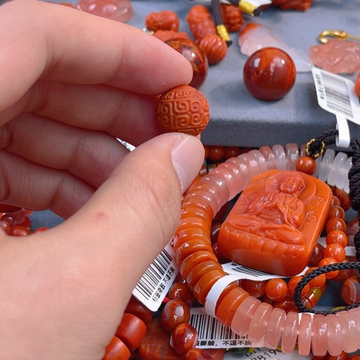 南红玛瑙多样性发一未镶嵌无****谓保山回纹单珠13mm