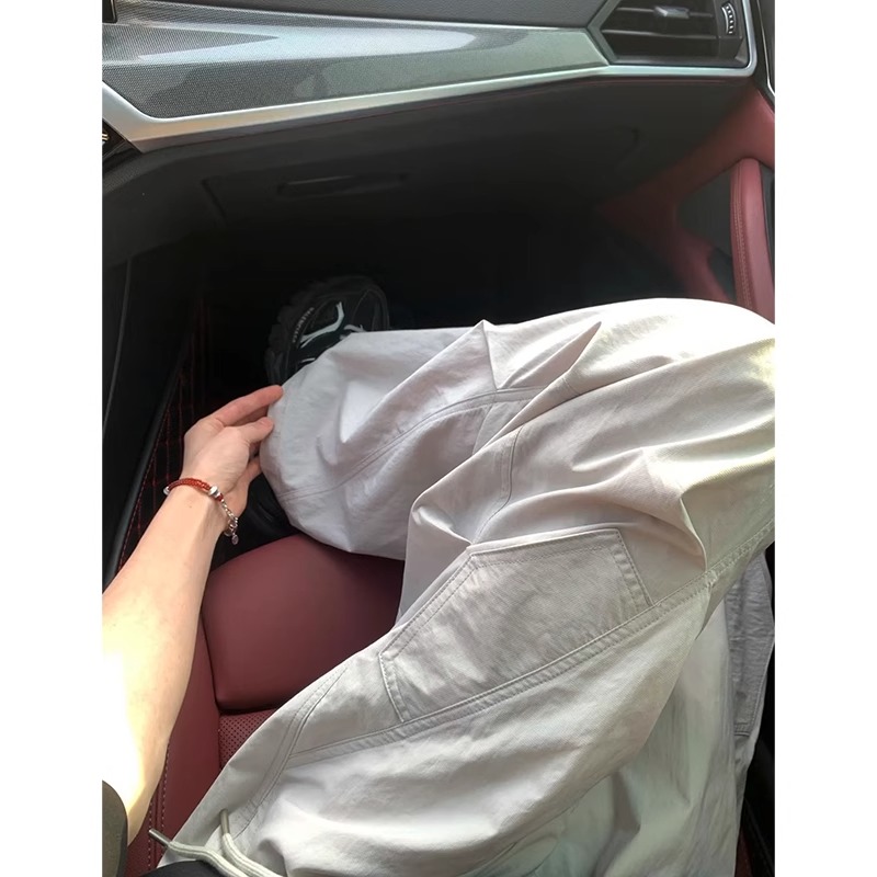 灰色工装速干裤子男夏季薄款凉感防晒伞兵裤褶皱直筒运动休闲长裤