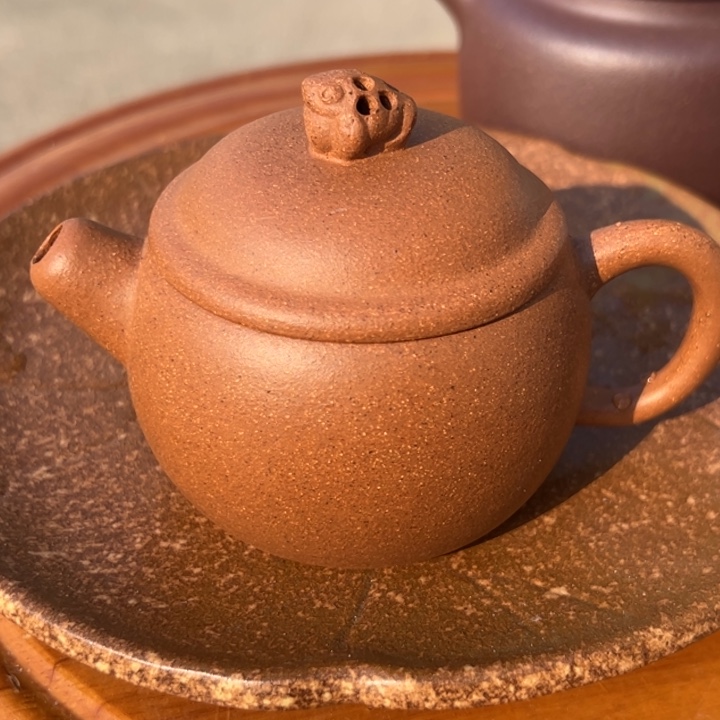 紫砂茶壶小胖子五彩段120cc