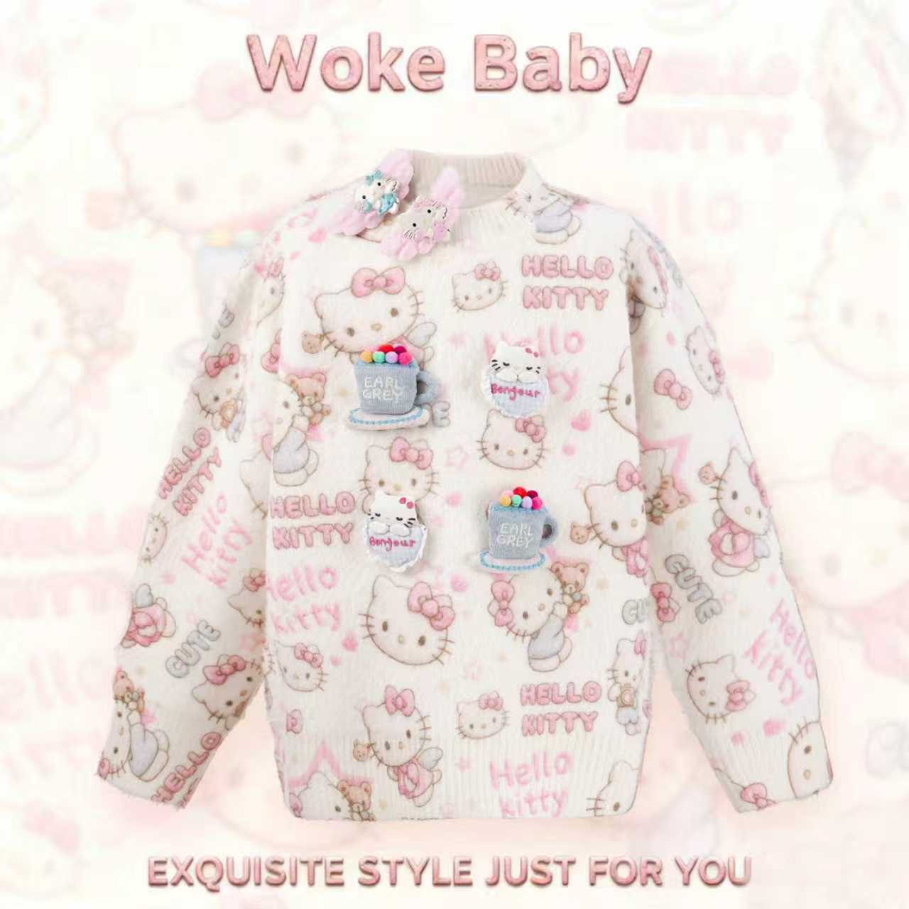 现货【仿水貂毛】不起球  女童加厚秋冬季毛衣宽松汉服毛衣W5219