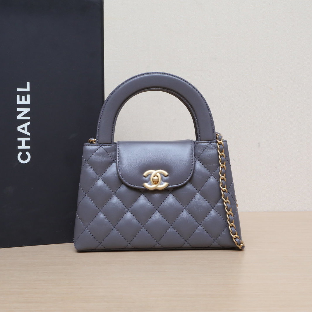 99新 Chanel/香奈儿 【黑黑】24A Kelly链条手柄 深灰色 芯片开