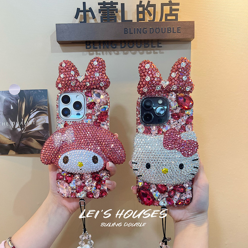 懒懒同款Hello Kitty满钻手机壳17蝴蝶结kitty适用16promax可爱15