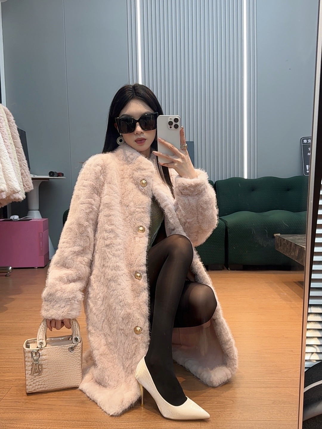 秋冬季新款皮毛一体中长款外套女水貂绒毛毛仿花狐貂皮草立领大衣