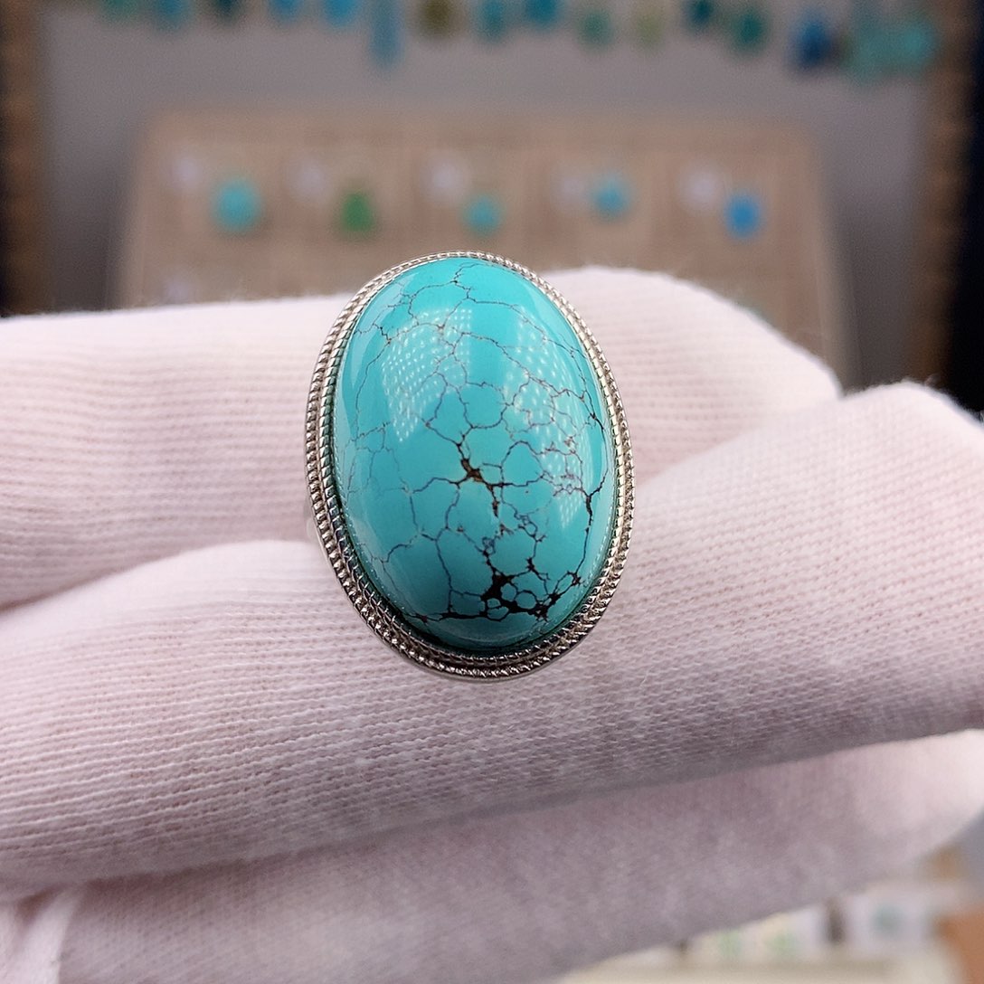 绿松石耳饰银S925镶嵌