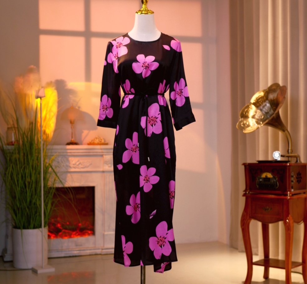    桑蚕丝高定时尚气质减龄优雅连衣裙  250059