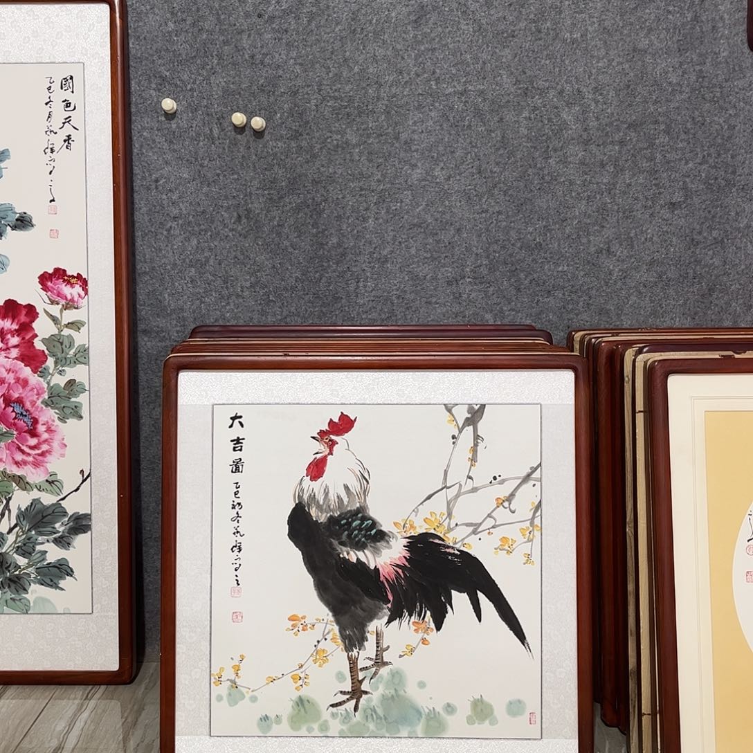 国画书画作品带框63×63