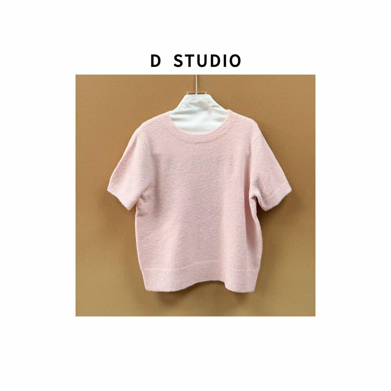 D STUDIO 粉白两色短袖上衣 D3223
