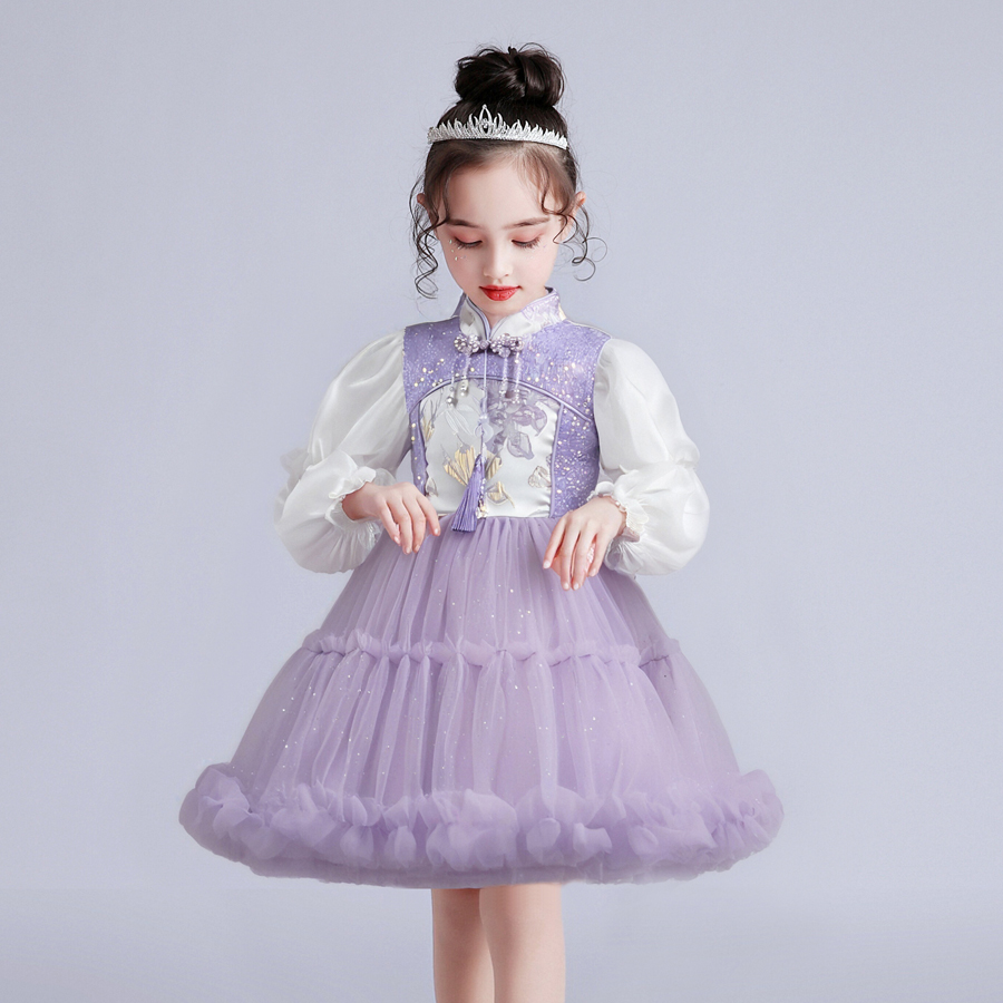 女童连衣裙新中式风格复古国风套装秋冬款女童中国风套装裙子