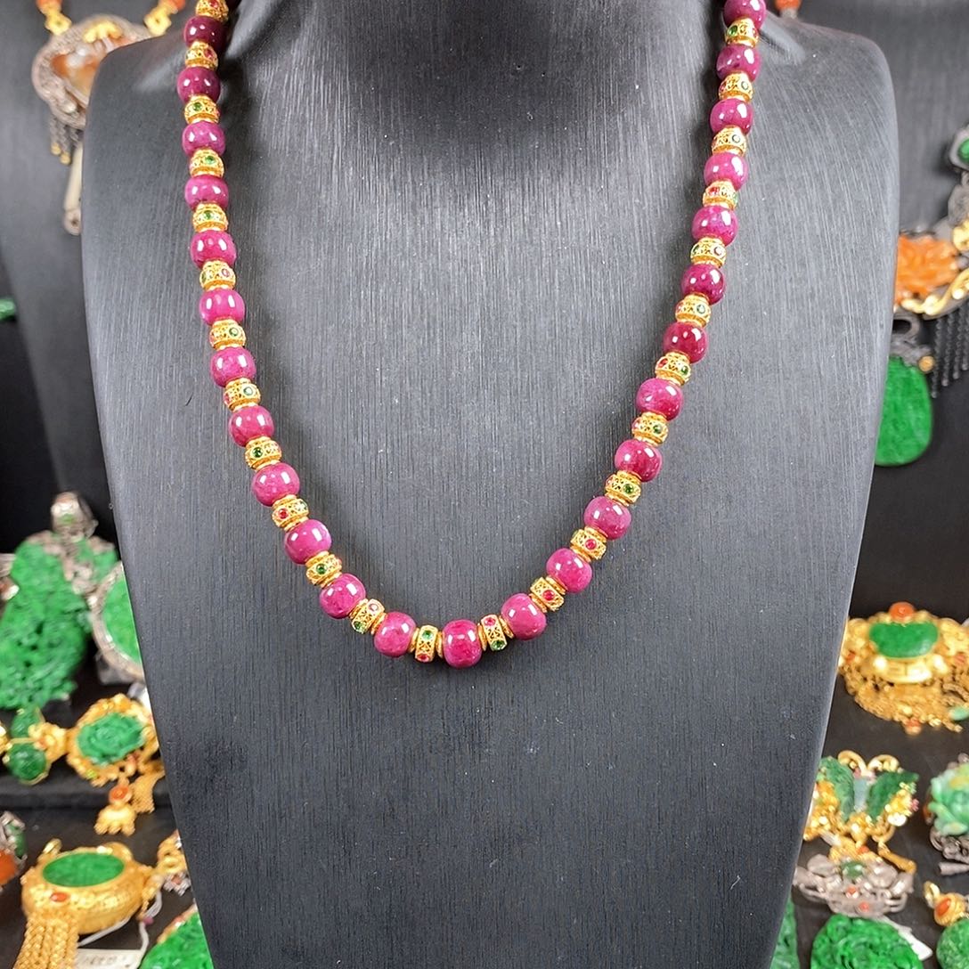 锦纶非金属红宝项链