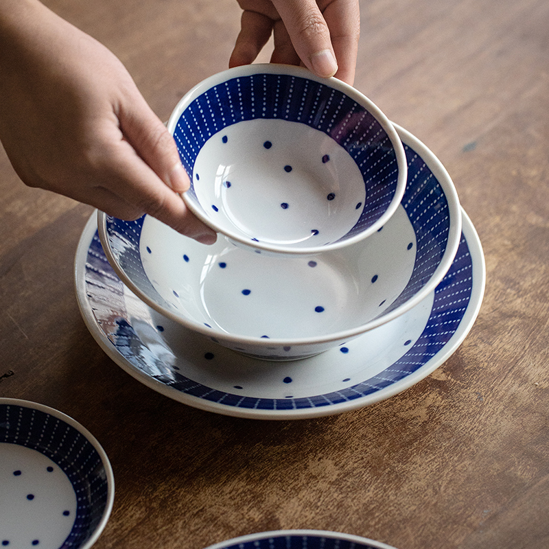 同合日本进口釉下彩日式盘子家用炒菜陶瓷汤碗菜盘简约苍露餐盘